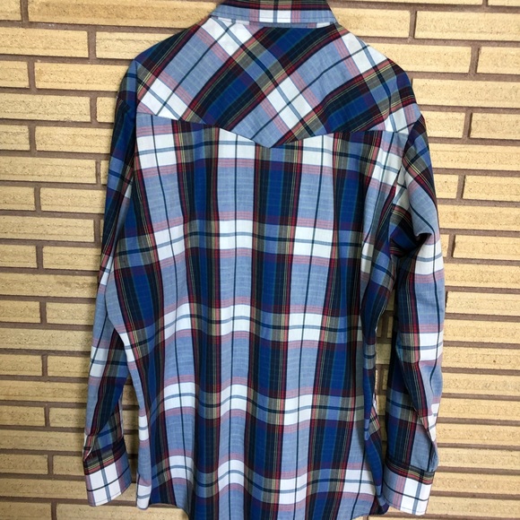 Men's Plaid Western Shirt - NEW -ELY Cattleman - Men's TALL - Chest 54 -XL Shirt - Picture 9 of 10